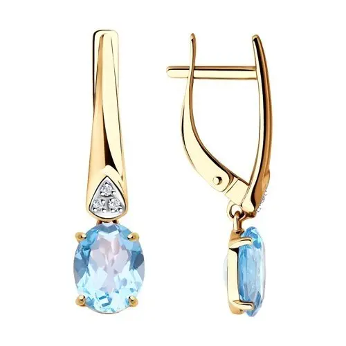 Серьги подвесные из красного золота