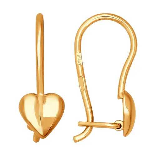 Серьги детские из красного золота