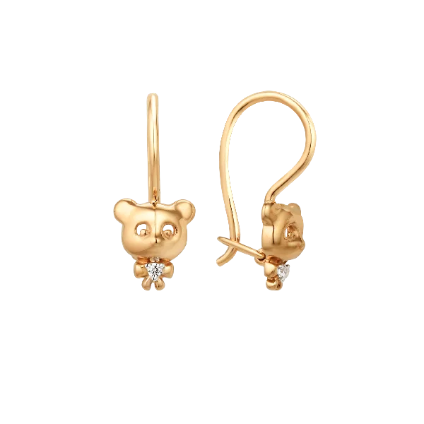 Серьги детские из красного золота
