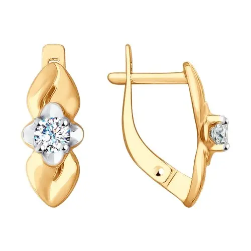 Серьги с английским замком из комбинированного золота