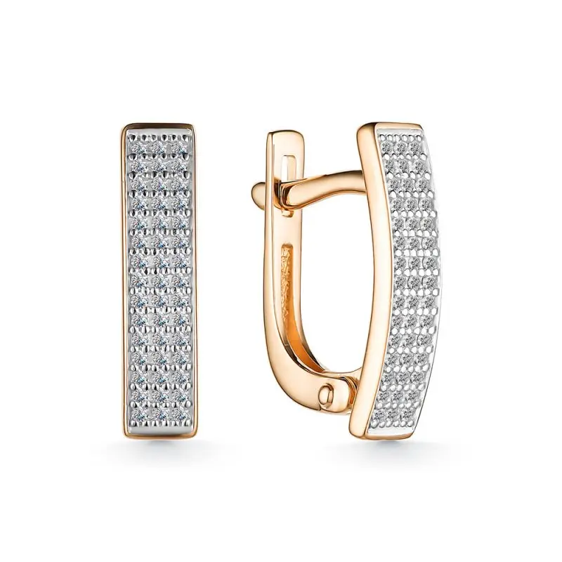 Серьги с английским замком из комбинированного золота