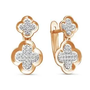 Серьги подвесные из красного золота