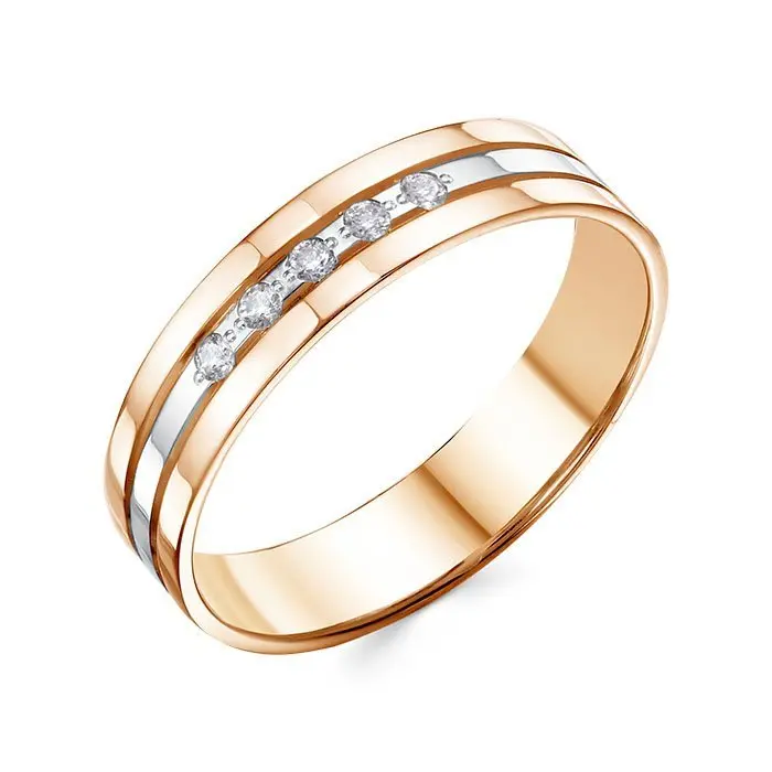 Кольцо обручальное из комбинированного золота