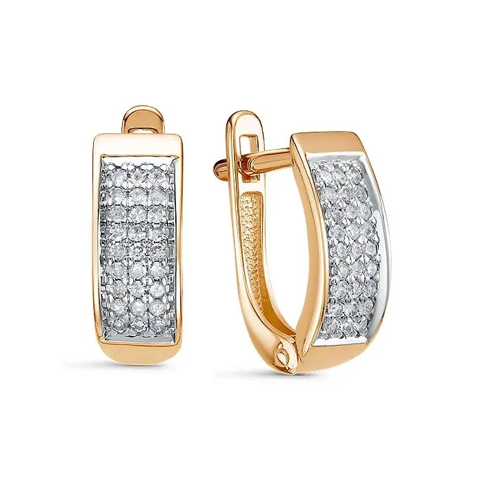 Серьги с английским замком из комбинированного золота