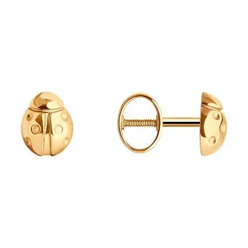 Серьги пуссеты из красного золота