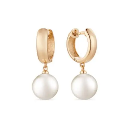 Серьги подвесные из комбинированного золота