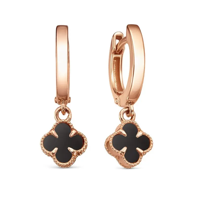 Серьги подвесные из красного золота