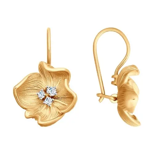 Серьги петельки из красного золота