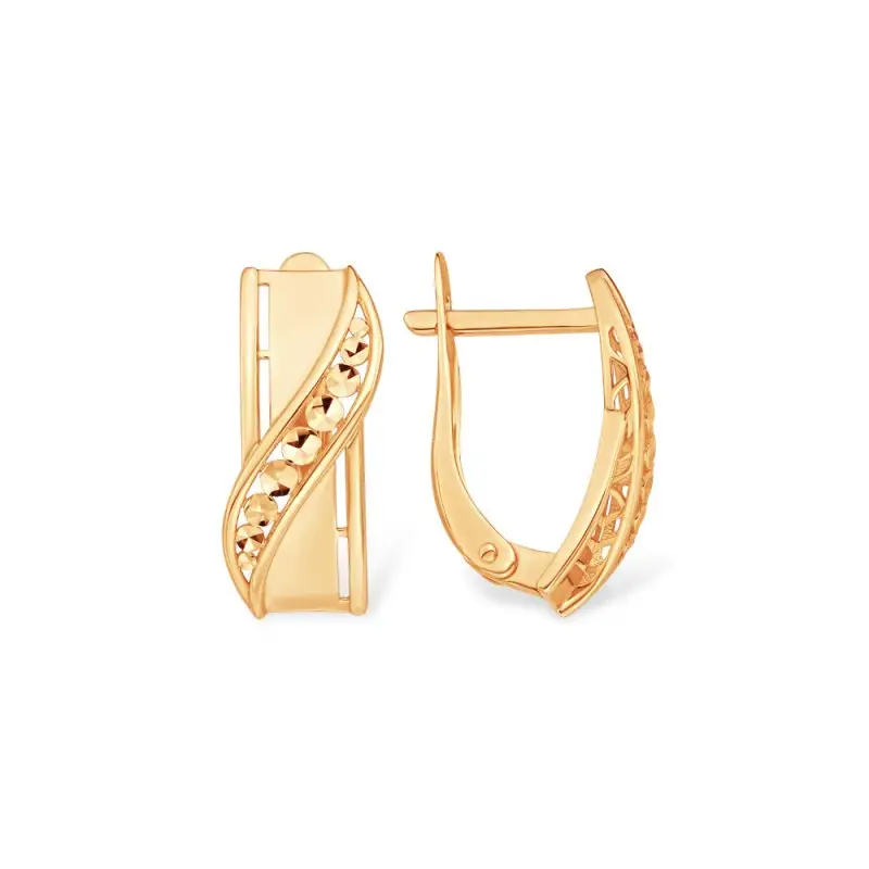 Серьги с английским замком из красного золота