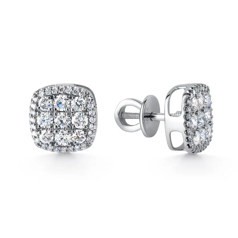 Серьги пуссеты из белого золота