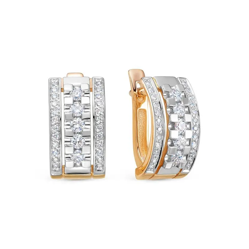 Серьги с английским замком из комбинированного золота