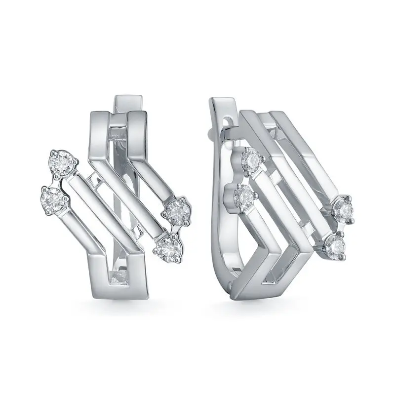 Серьги с английским замком из белого золота