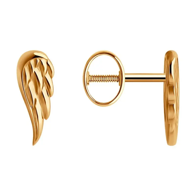 Серьги пуссеты из красного золота