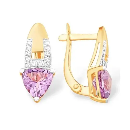 Серьги с английским замком из комбинированного золота