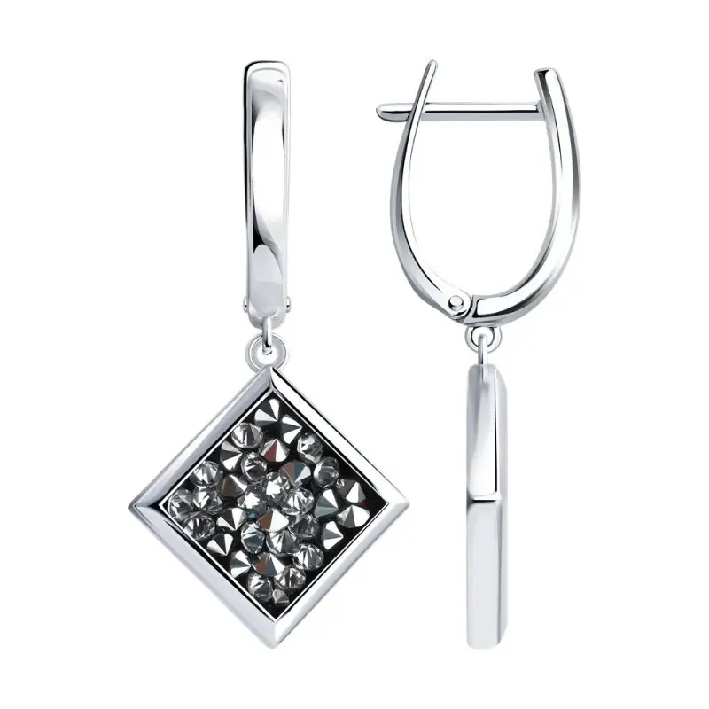 Серьги подвесные из серебра