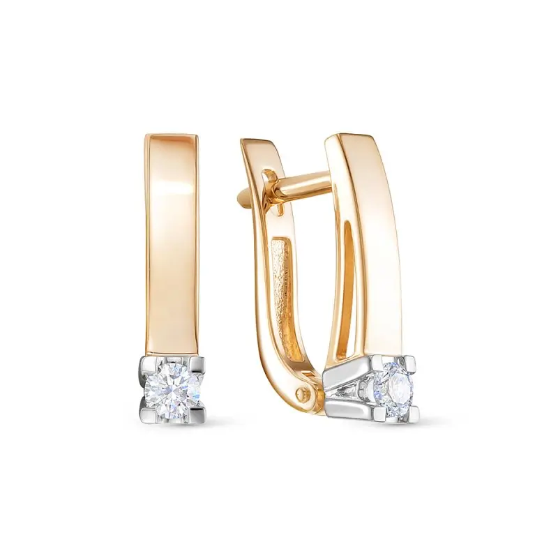 Серьги с английским замком из комбинированного золота