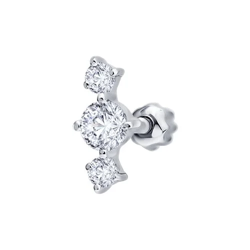 Серьги одиночные из белого золота