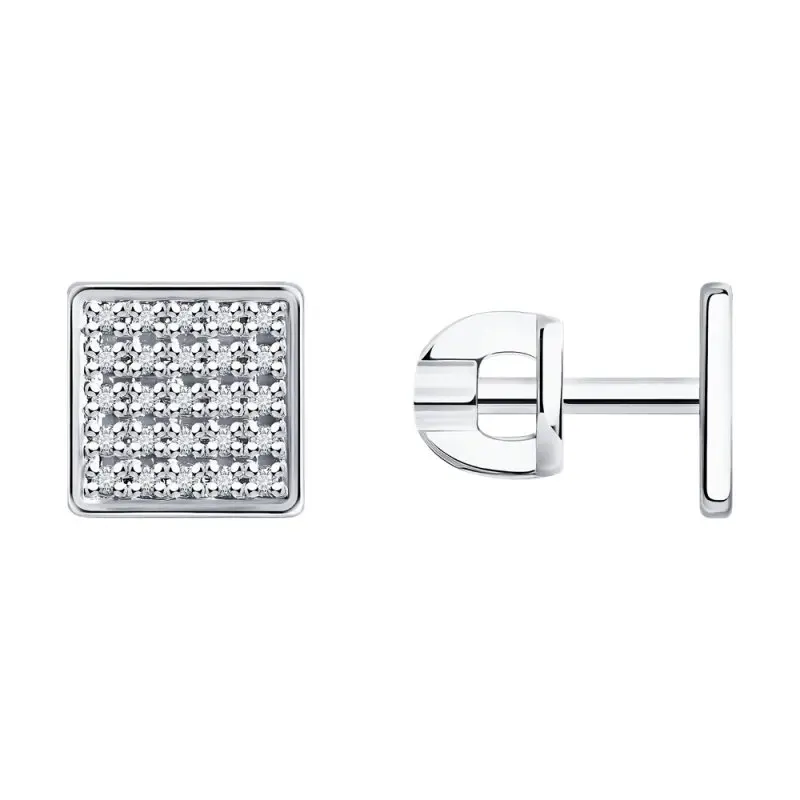 Серьги пуссеты из белого золота