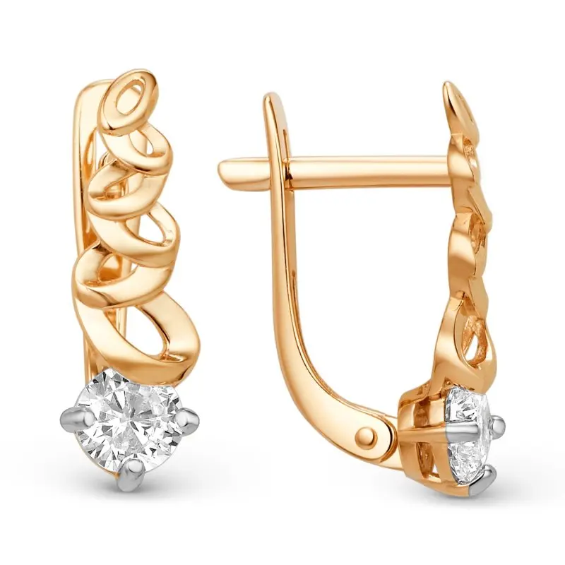 Серьги с английским замком из красного золота