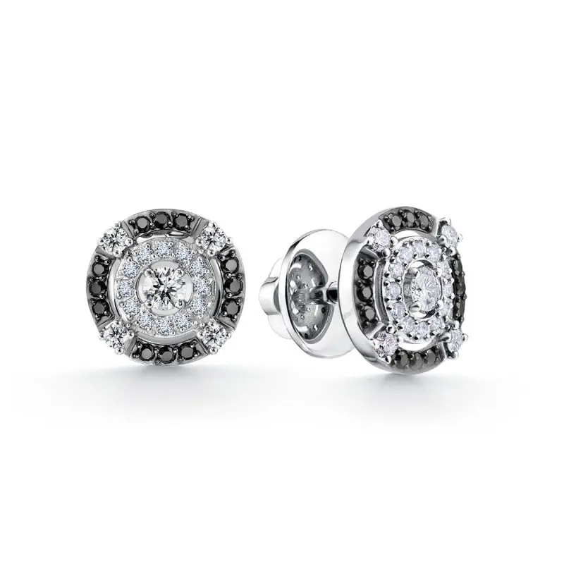 Серьги пуссеты из белого золота