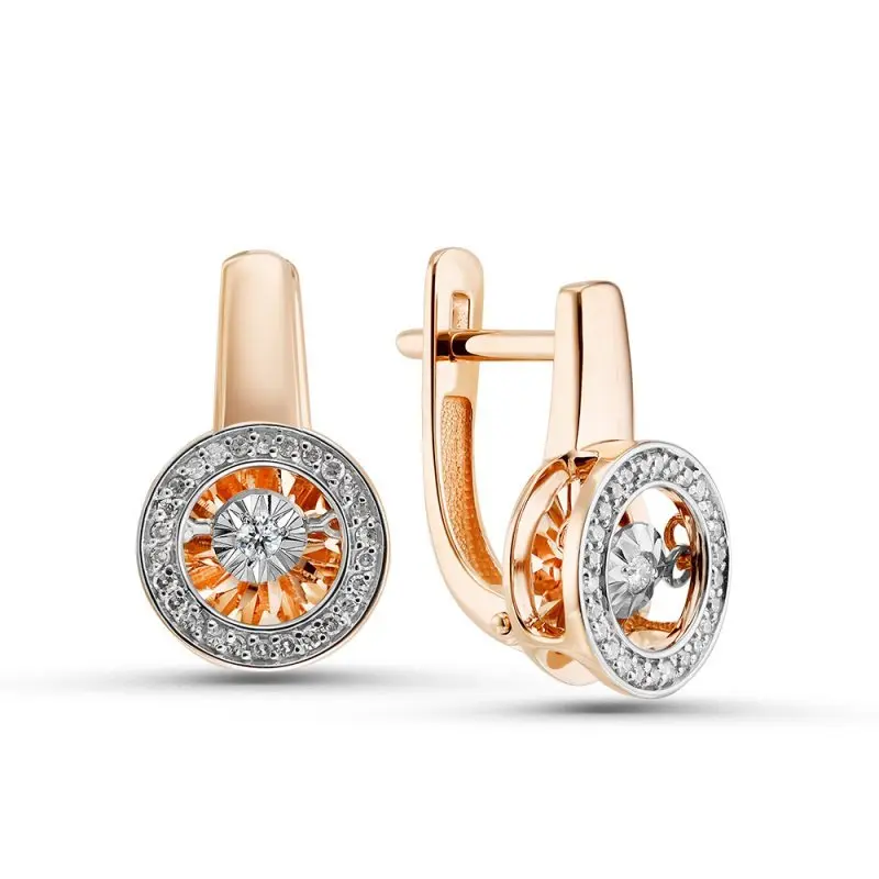 Серьги с английским замком из комбинированного золота