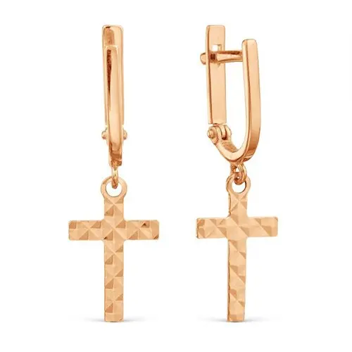 Серьги подвесные из красного золота