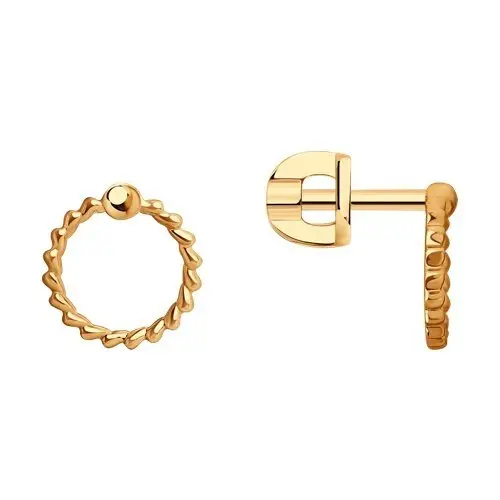 Серьги пуссеты из красного золота