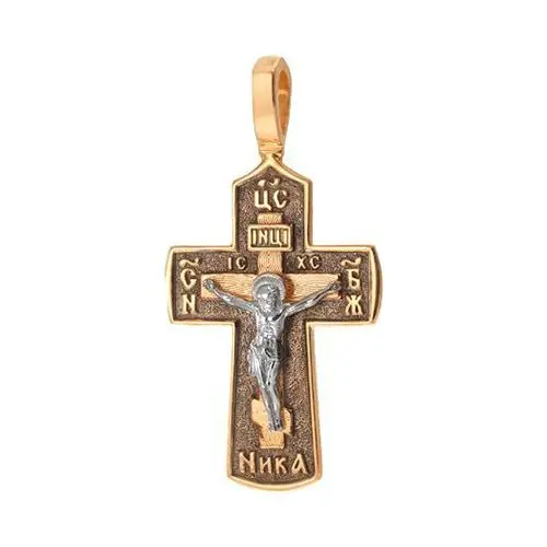 Подвеска крест из комбинированного золота