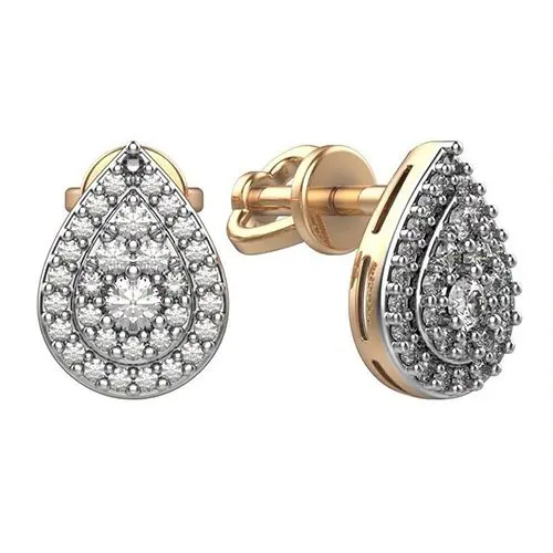 Серьги пуссеты из белого золота