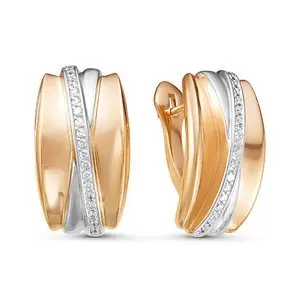 Серьги с английским замком из комбинированного золота