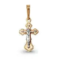 Подвеска крест из комбинированного золота