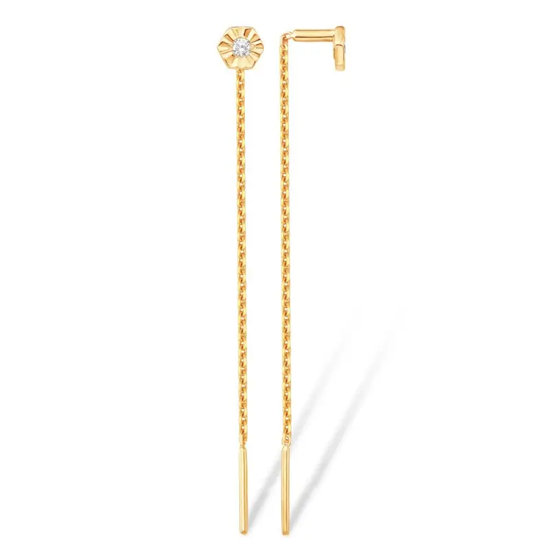 Серьги цепочки из красного золота