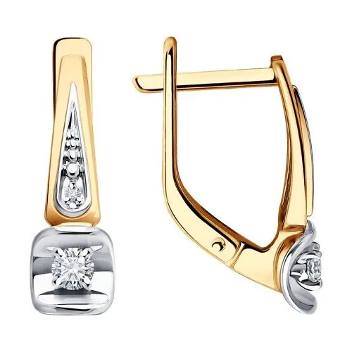 Серьги с английским замком из комбинированного золота