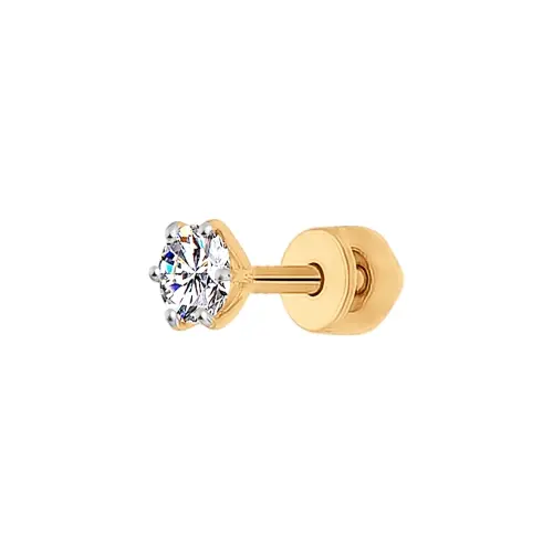 Серьги одиночные из красного золота