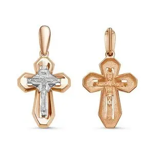 Подвеска крест из красного золота