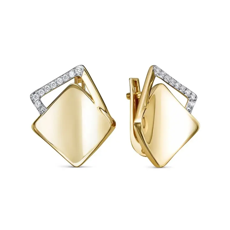 Серьги с английским замком из желтого золота