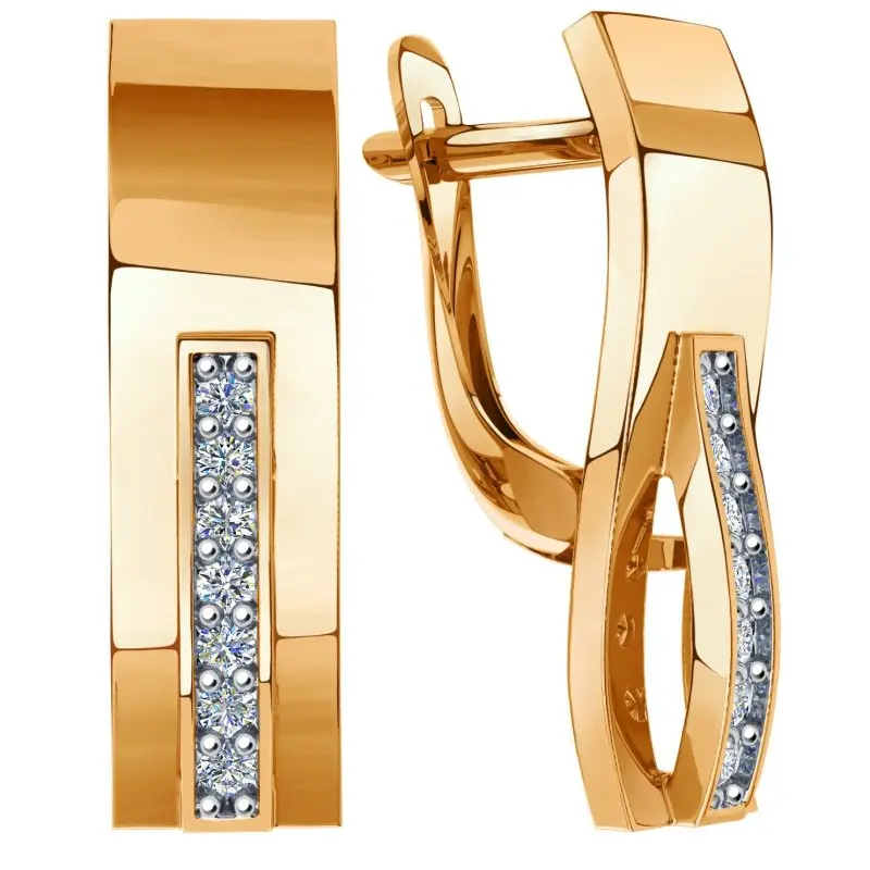 Серьги с английским замком из красного золота