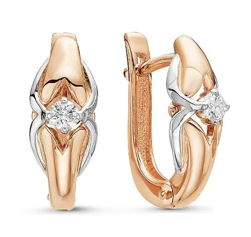 Серьги с английским замком из комбинированного золота