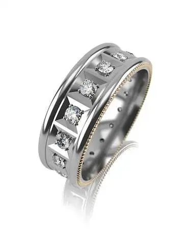 Кольцо обручальное из белого золота