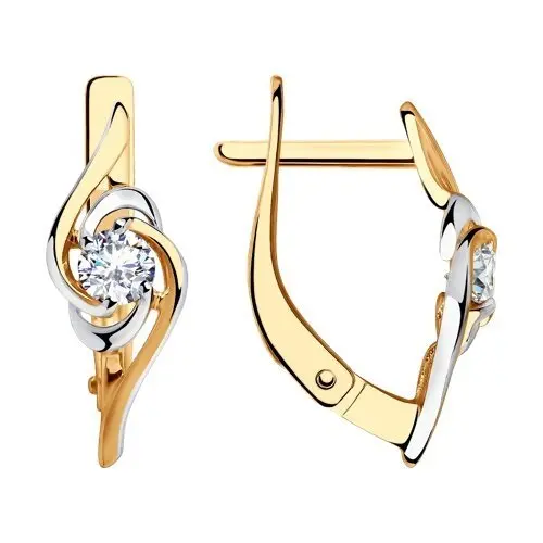 Серьги с английским замком из комбинированного золота