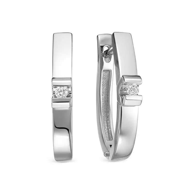 Серьги с английским замком из белого золота