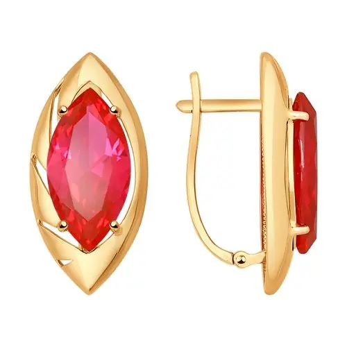 Серьги с английским замком из красного золота