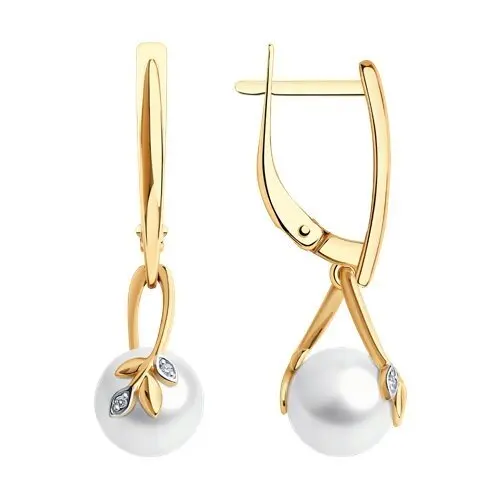 Серьги подвесные из красного золота