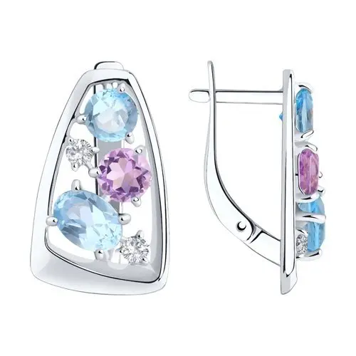 Серьги с английским замком из серебра