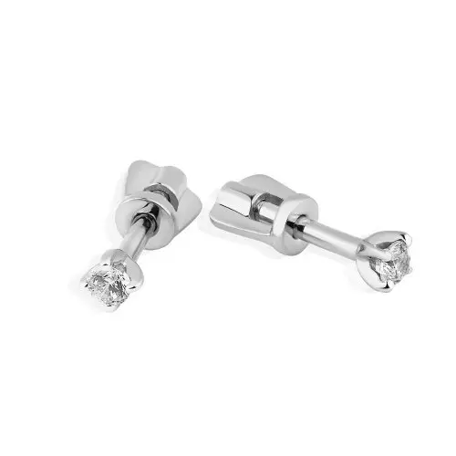 Серьги пуссеты из белого золота