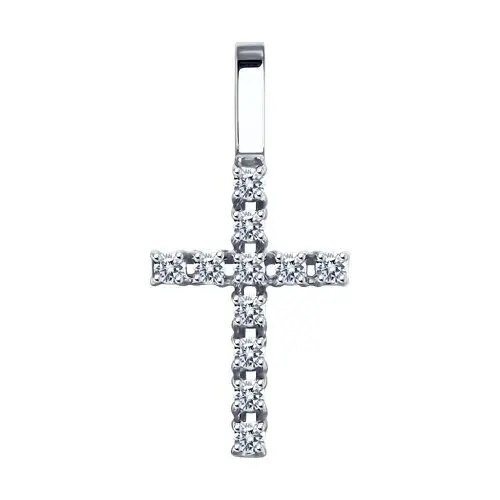 Подвеска декоративный крест из белого золота