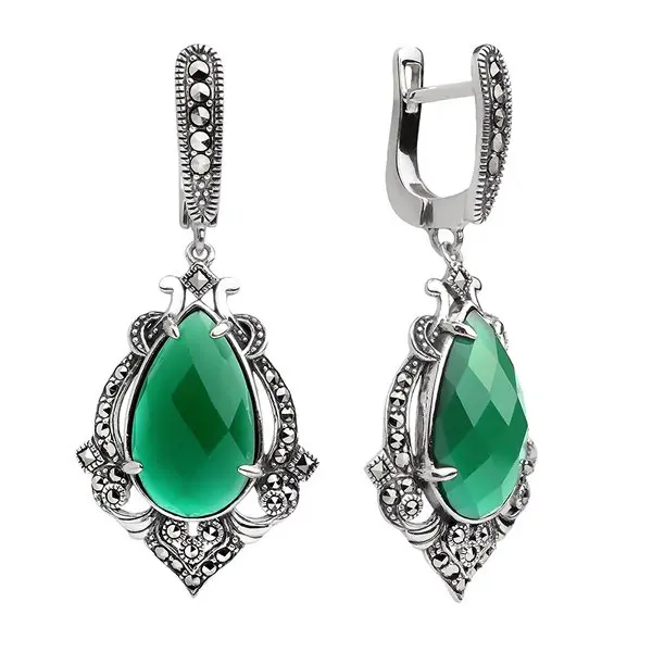 Серьги подвесные из серебра