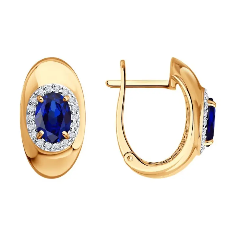 Серьги с английским замком из комбинированного золота