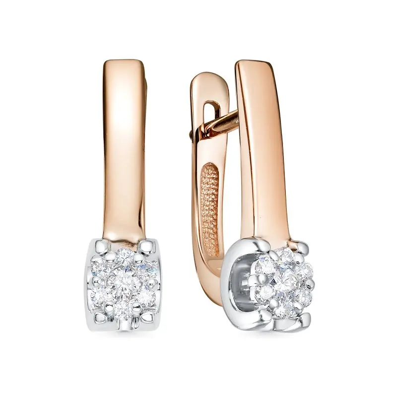 Серьги с английским замком из комбинированного золота