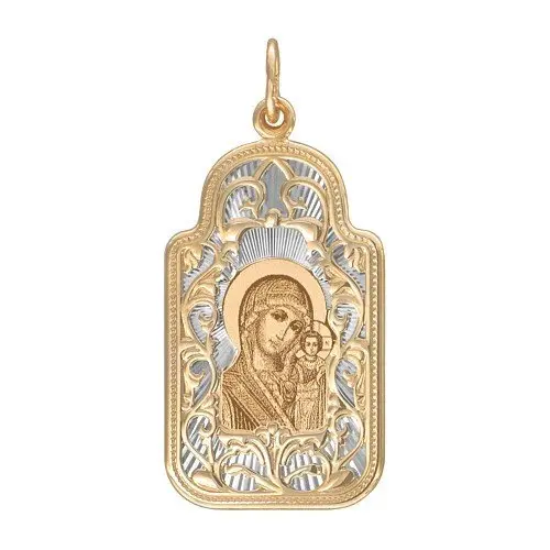 Подвеска икона из комбинированного золота
